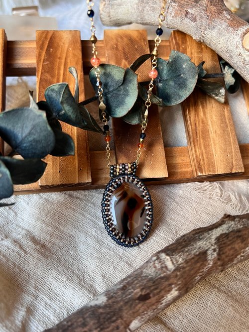 Vs Workshop Montana Agate 蒙大拿瑪瑙 玻璃米珠 串珠吊墜 配寶石鏈