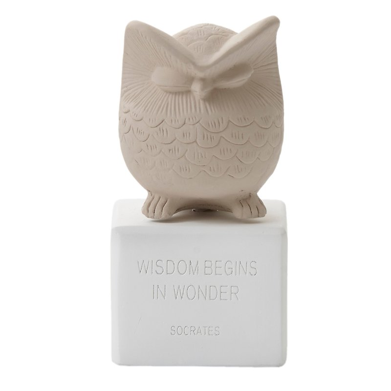 Ancient Greek Cute Owl Ornament Owl S (Small - Twilight) - Handmade Ceramic Statue - Items for Display - Pottery Khaki