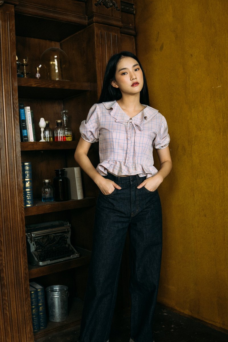 JINGLE PLAID BLOUSE IN PINK - 女上衣/長袖上衣 - 聚酯纖維 粉紅色