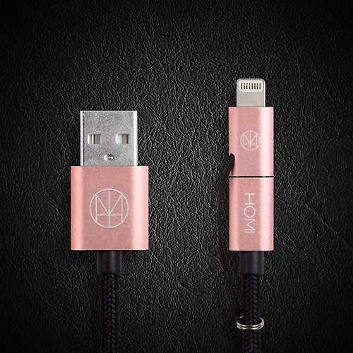 HOMI CREATIONS Lightning & Micro USB To USB 傳輸充電線－玫瑰金