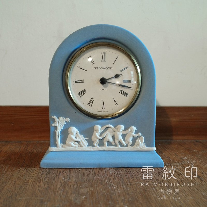 WEDGWOOD JASPER 英國名瓷 白玉浮雕 浮雕玉石 桌鐘 座鐘 故障品 - 擺飾/家飾品 - 陶 藍色