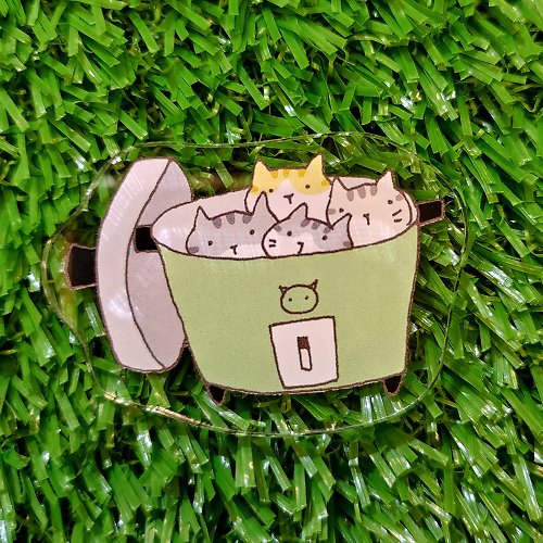 3貓小舖 壓克力磁鐵-電鍋貓(插畫家:貓小姐)(最長邊5cm)