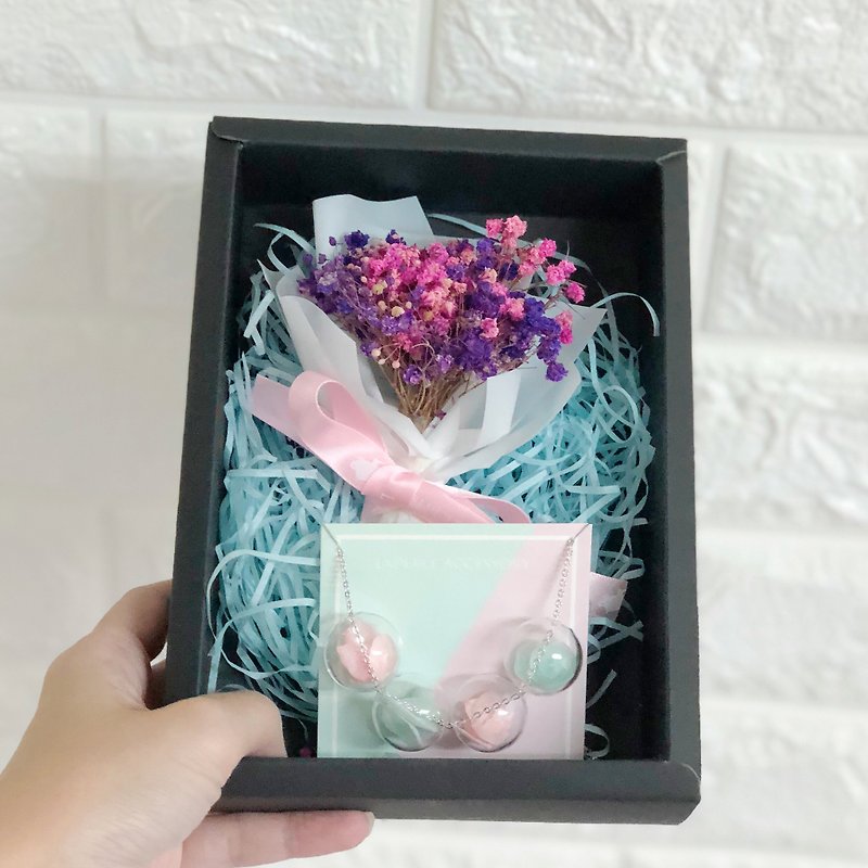 Dry Flower Box Set Necklace Birthday Gift Christmas Star - สร้อยติดคอ - โลหะ สึชมพู