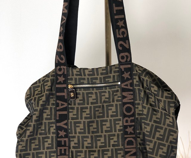 Zucca Canvas Boston Bag, Used & Preloved Fendi Shoulder Bag