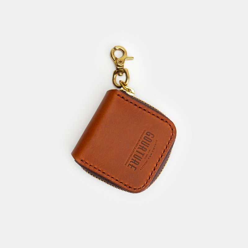 GOURTURE - MINI Square Zipper Coin Purse/Mini Square Bag [Amber Brown] - Coin Purses - Genuine Leather Brown