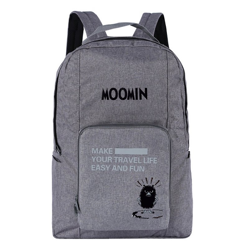 Moomin嚕嚕米授權-折疊收納包(灰) - 後背包/書包 - 聚酯纖維 灰色