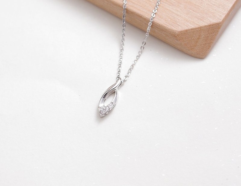 StayForever 925 sterling silver textured hand made necklace zircon silver925 - สร้อยคอ - เงินแท้ ขาว