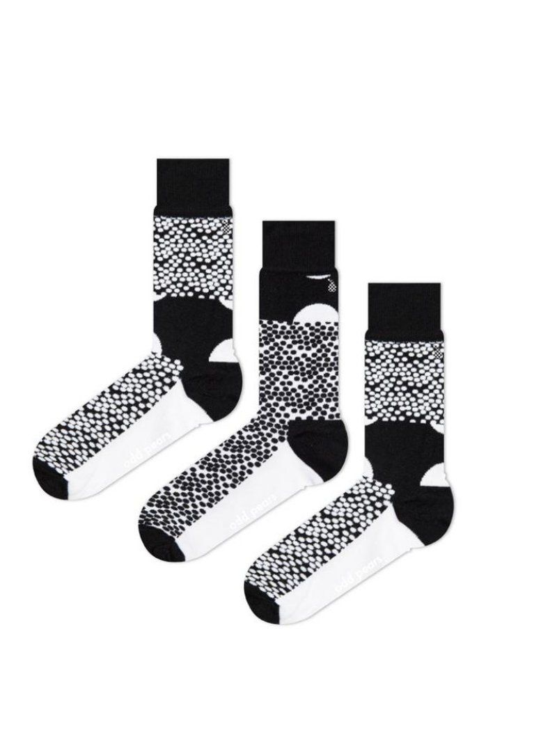 Odd Pears strange pear three-legged socks MONS black and white moon moon all-match basic socks a pair of three - Socks - Cotton & Hemp Black