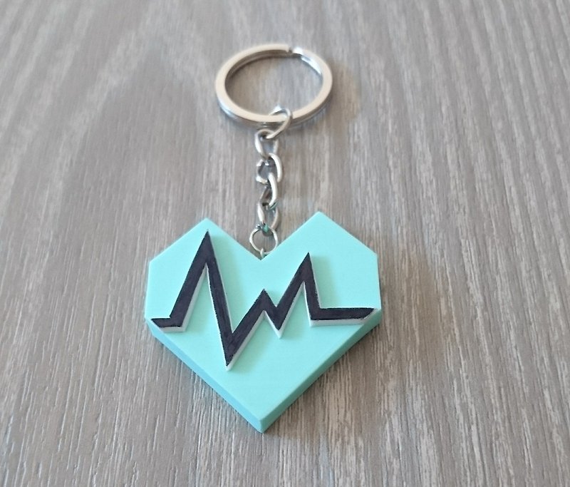 Heartbeat key ring - ที่ห้อยกุญแจ - ยาง สีน้ำเงิน