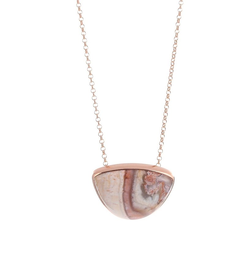 Mother's day giftS925 Silver Plated Rose Gold With Natural Crazy Lace Agate Neck - สร้อยคอ - โรสโกลด์ หลากหลายสี