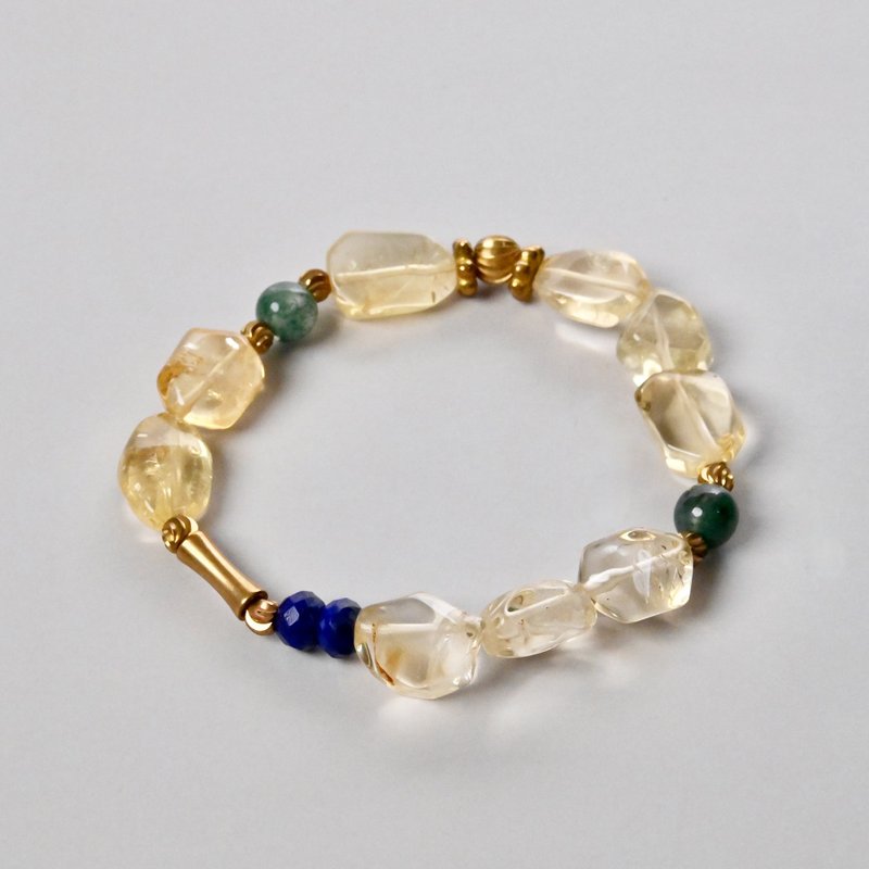 Lucky Series--Lucky Money | Citrine*Lapis Lazuli*Seaweed Jade - สร้อยข้อมือ - เครื่องเพชรพลอย หลากหลายสี