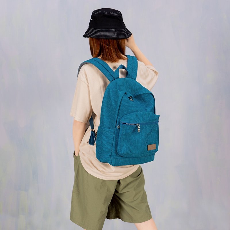 Backpack-Wrinkled travel waterproof backpack--6001-26-multi-color optional - กระเป๋าเป้สะพายหลัง - ไนลอน สีน้ำเงิน