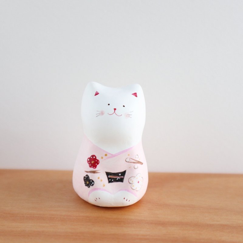 着物　猫の置物　桜色 - 擺飾/家飾品 - 紙 粉紅色