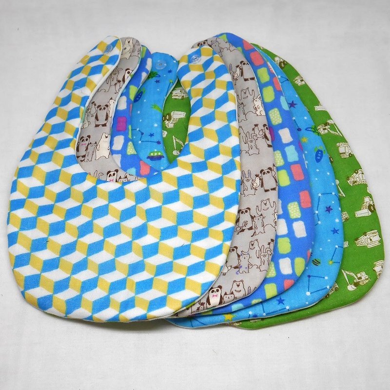 【Christmas Lucky Bag】 5 baby bibs for boys - ผ้ากันเปื้อน - ผ้าฝ้าย/ผ้าลินิน สีน้ำเงิน