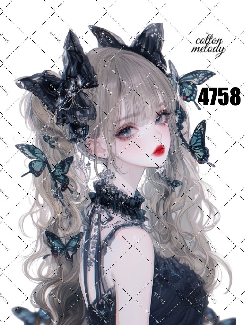 original sticker no.4758 人物ステッカー オリジナルステッカー オリジナル人物ステッカー 装飾ステッカー cotton melody - 貼紙 - 紙 