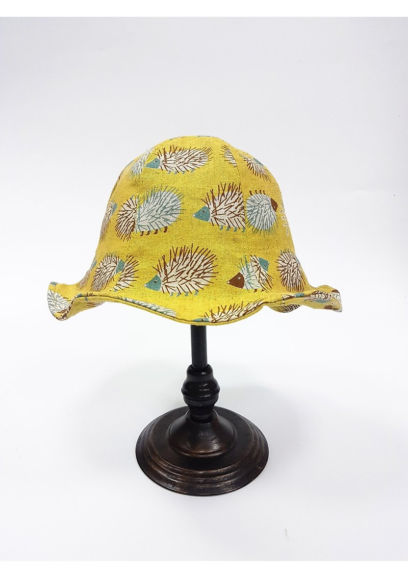 Tulip flower hat - hedgehog # Japanese cloth # Department of forest - หมวก - ผ้าฝ้าย/ผ้าลินิน สีเหลือง