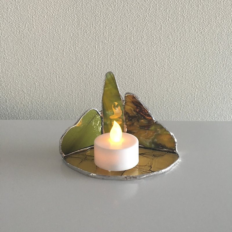 LED Light Holder Candle Night Green Glass Bay View - Candles & Candle Holders - Glass Green