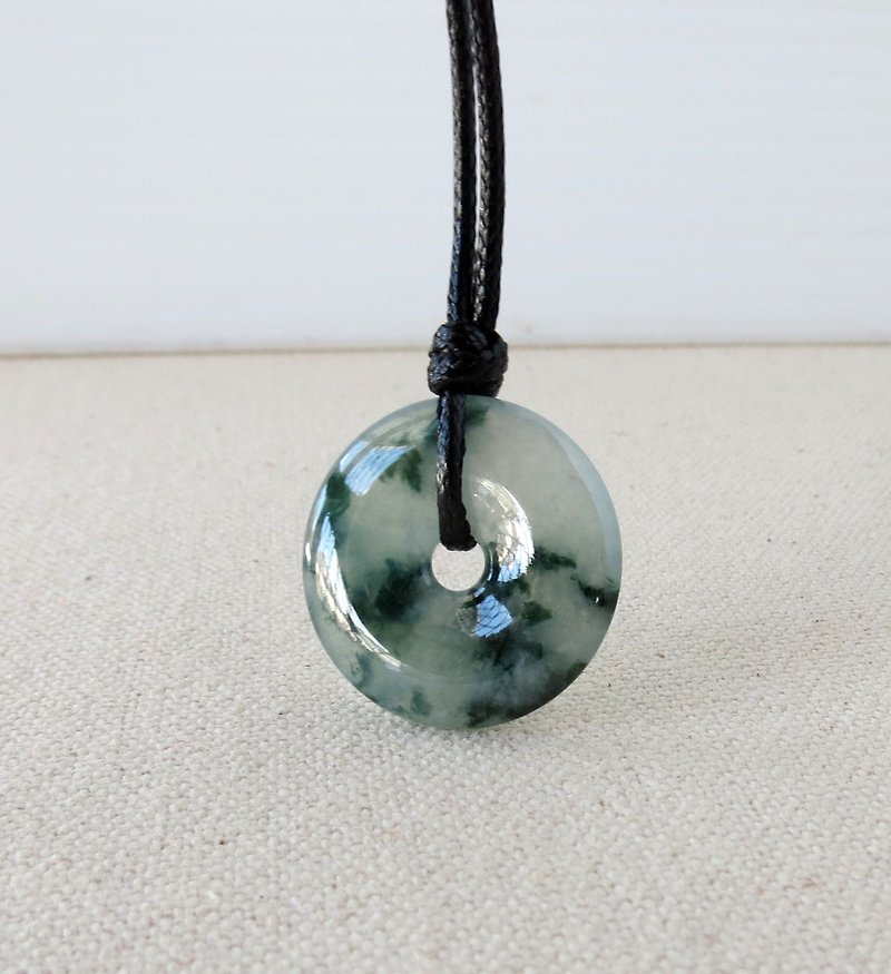Zodiac year [vine] ice floating flower donut buckle jade Korean Wax thread necklace * lucky, anti villain - สร้อยคอยาว - เครื่องเพชรพลอย สีเขียว