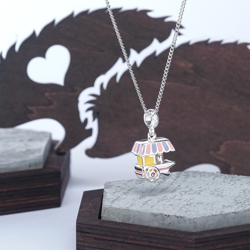 lian crystal rhinestone x Adorns 925純銀掛飾系列-爆谷車掛飾 - 吊飾/掛飾 - 純銀 粉紅色