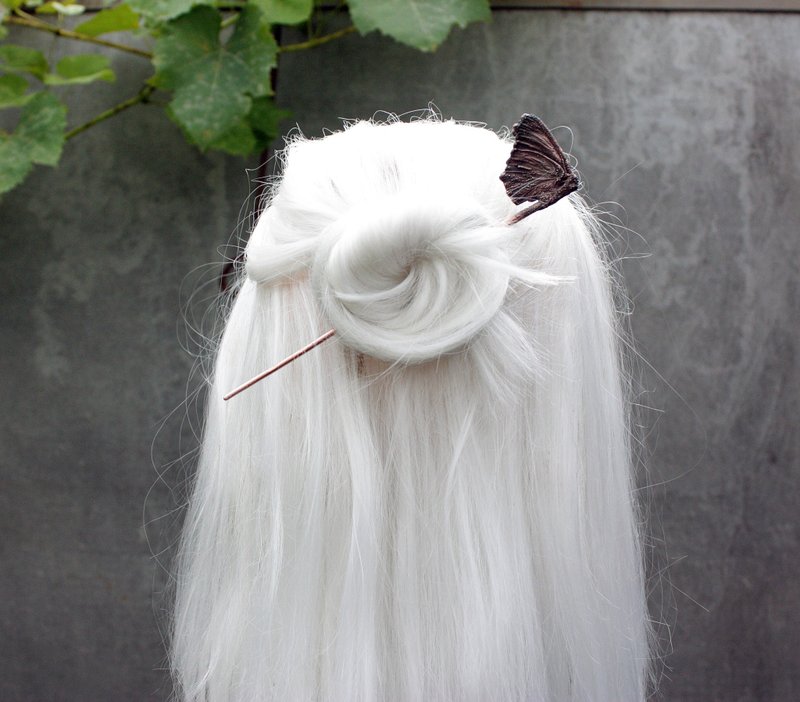 Moth Hair Pin Stick - Forest Art Hair Accessories - 髮夾/髮圈 - 銅/黃銅 