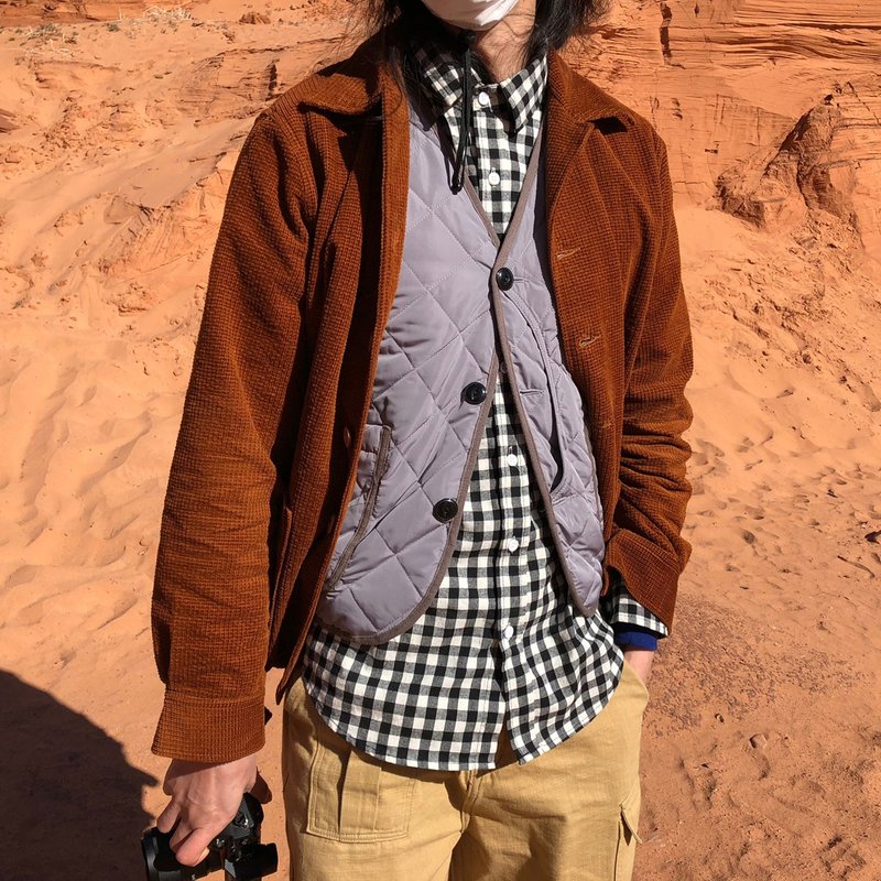 Corduroy WorkSuit 美式燈芯絨工裝補丁外套單層短夾克 - 男夾克/外套 - 棉．麻 橘色