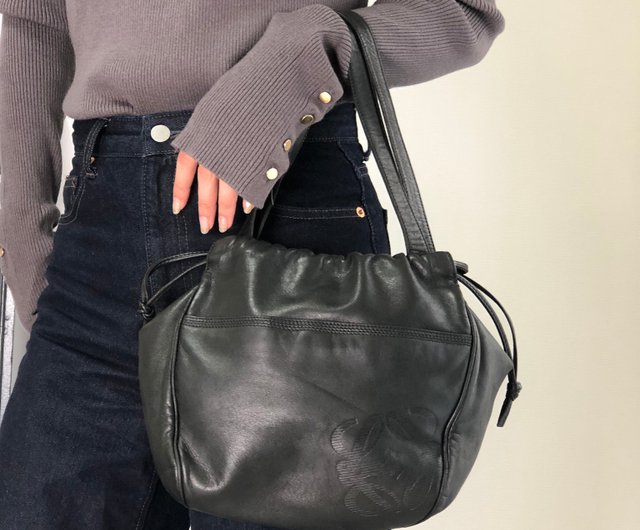 LOEWE ロエベ ハンドバッグ ナッパレザー アナグラム ブラック 黒 日本