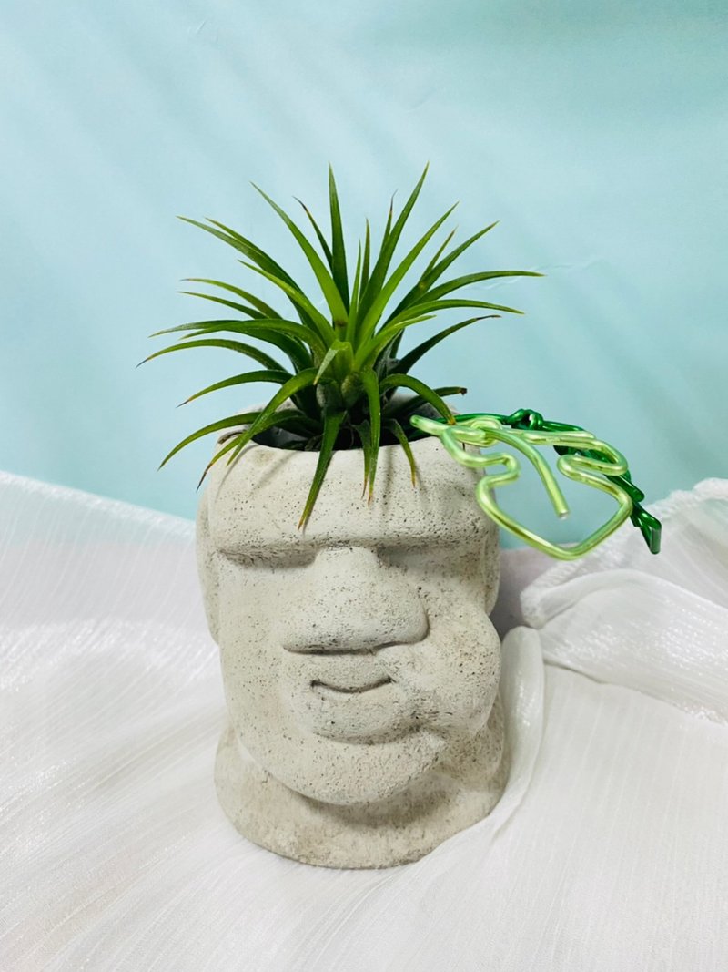 KUSO摩艾水泥盆 空間佈置 交換禮物 畢業禮物 - 盆栽/植栽 - 水泥 銀色