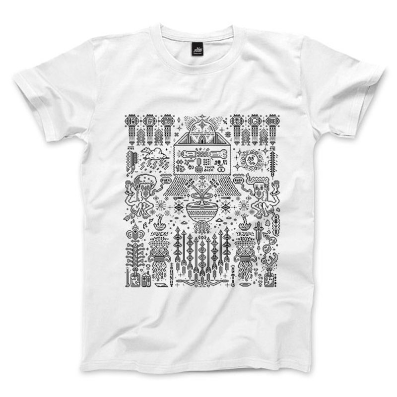 跩屁 - 白 - 中性版T恤 - 男 T 恤 - 棉．麻 