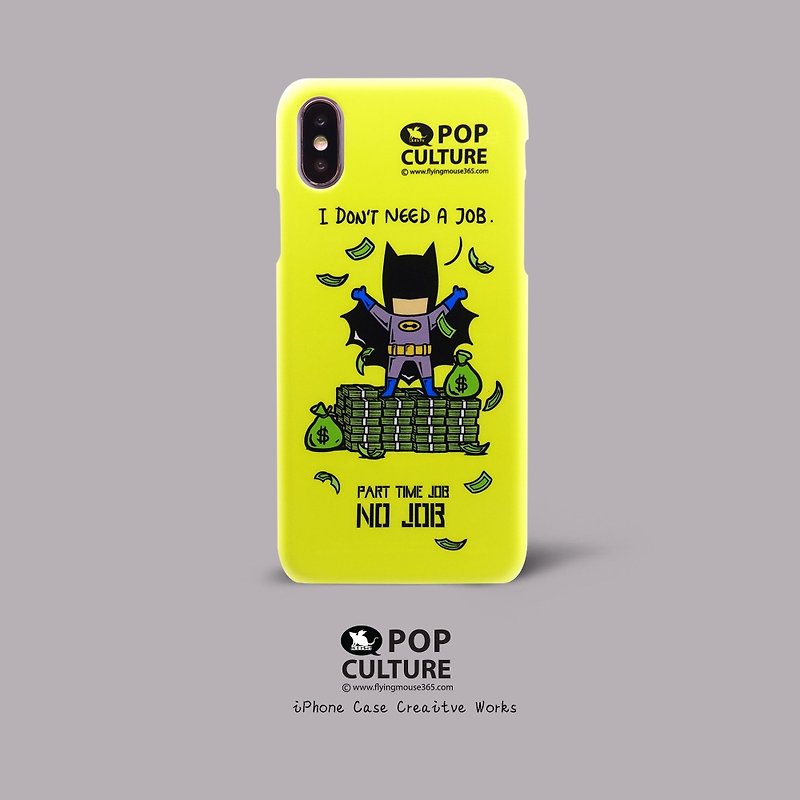 iPhone X/Xs Bat Hero Flying Mouse365 ultra-thin personal phone case phone case - เคส/ซองมือถือ - พลาสติก สีเหลือง