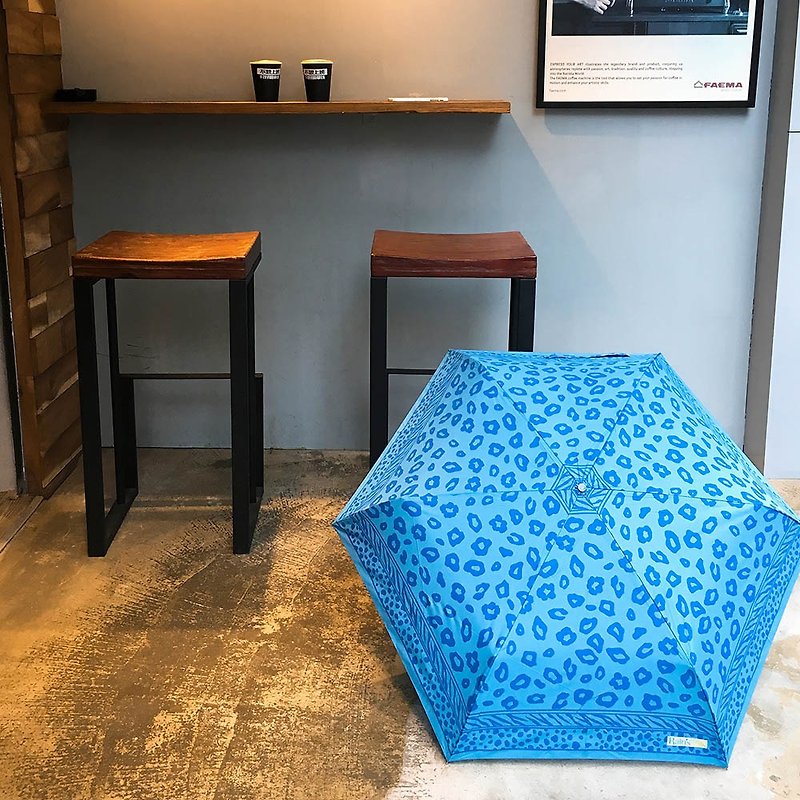 [台湾の文化的、創造的な雨の話]豪華なヒョウ柄アンチUV手折らパラシュート - 傘・雨具 - 防水素材 ブルー