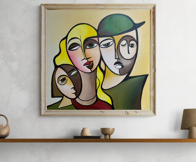 抽象画 顔のデザイン 油彩