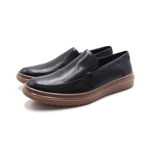 米蘭皮鞋Milano Sollu 巴西專櫃dress casual牛皮光感樂福皮鞋 男鞋-黑