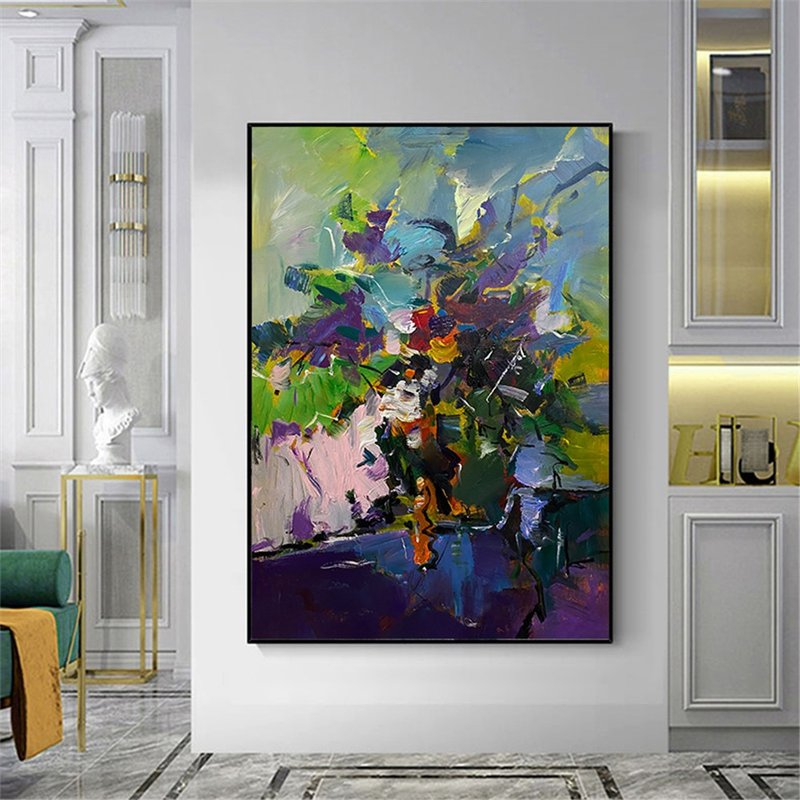春韻 手繪油畫/抽象/原創商品/裝飾畫/掛畫/客廳/走廊/沙發背景畫 - 海報/掛畫/掛布 - 亞麻 多色