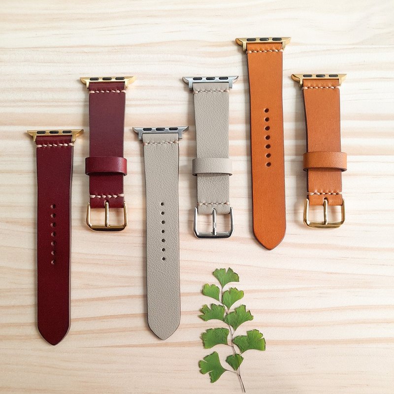 Apple Watch錶帶 / 手工製作 / 義大利頂級皮革 / 3色可選 - 錶帶 - 真皮 