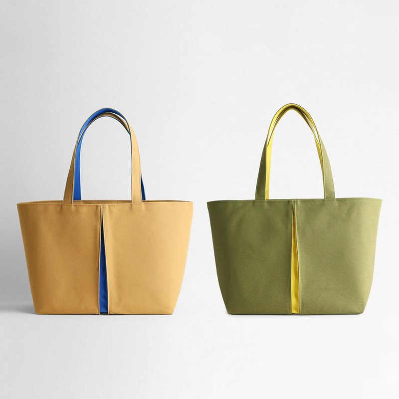 KOSHO ougi pleats 帆布 トートバッグ YH レディース メンズ キャンバス オリジナル 日本製 京都 軽量 裏地付き ホック付き A4対応 - トートバッグ・ハンドバッグ - コットン・麻 ブラウン