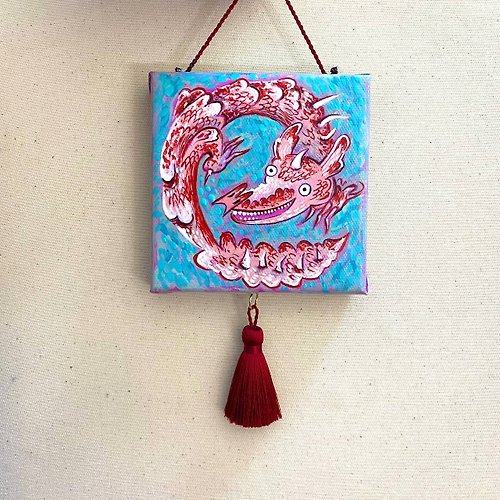 Onik Art Original Painting Dragon. Red Dragon Art. Gift from Dragon. Painting on canvas