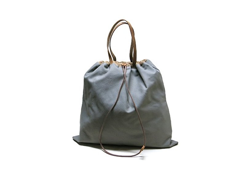 Draw Bag ~ L - Handbags & Totes - Cotton & Hemp Gray