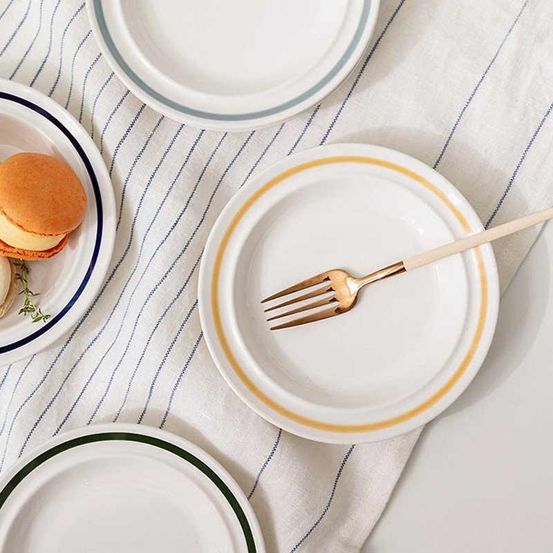 Korea SSUEIM RETRO series minimalist ins ceramic platter set of 2 15cm orange - Plates & Trays - Porcelain Orange