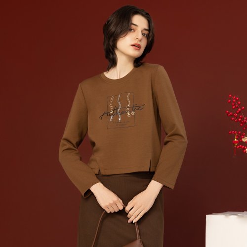 MEDUSA LADY 【MEDUSA】下擺小開衩鍊條印圖T恤(M-XL) | 女休閒上衣 女長袖T恤