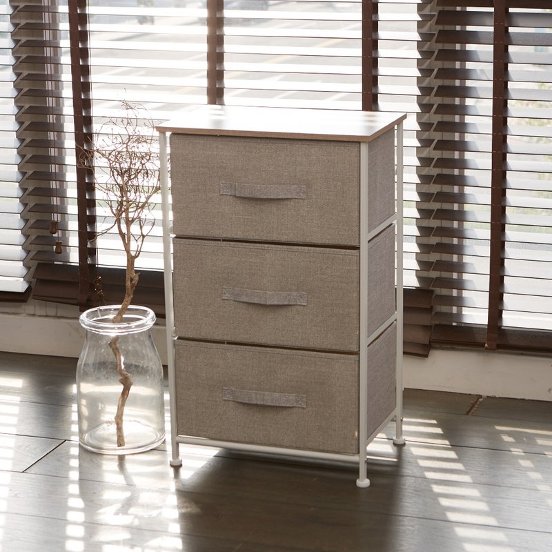 Japanese wooden three-layer drawer storage cabinet - Wardrobes & Shoe Cabinets - Other Metals Gray