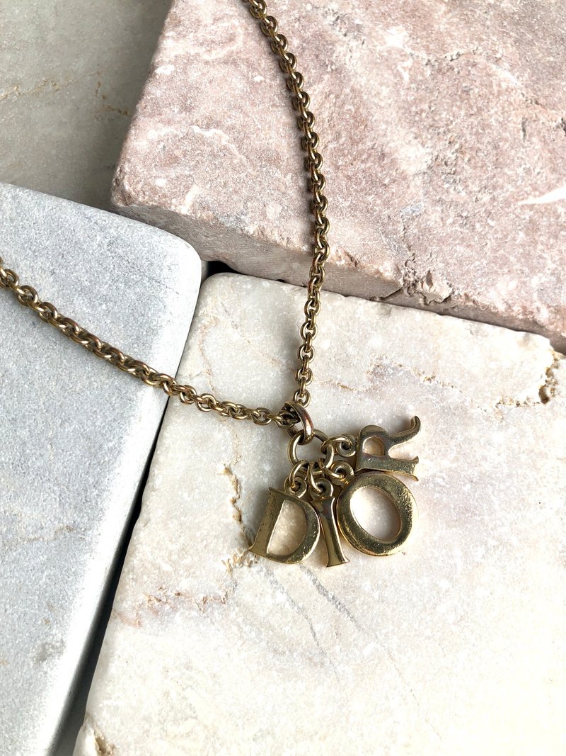 【Direct from Japan Luxury Pre-owned Bag】Christian Dior Christian Dior Necklace Gold Logo Vintage zynbbp - สร้อยคอ - วัสดุอื่นๆ สีทอง