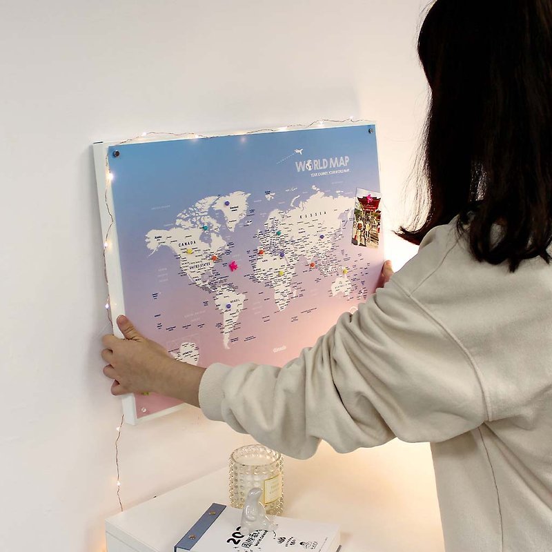 世界地図 - カスタマイズされた磁気シリーズ ポスター - ソフト ピンク (カスタマイズされたギフト) - IKEA メッセージボード スタイル - ポスター・絵 - 紙 ピンク