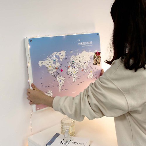Umade 世界地圖-訂製磁吸系列海報-輕柔粉(客製化禮物)-IKEA留言板款