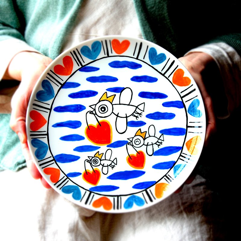 Happy birds · plate 3 - Plates & Trays - Porcelain Multicolor