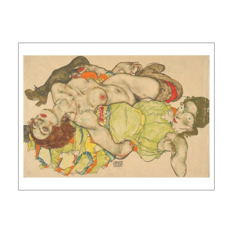 [Art Hanging Painting] Egon Schiele | Weibliches Liebespaar (Female Lovers) - โปสเตอร์ - กระดาษ 