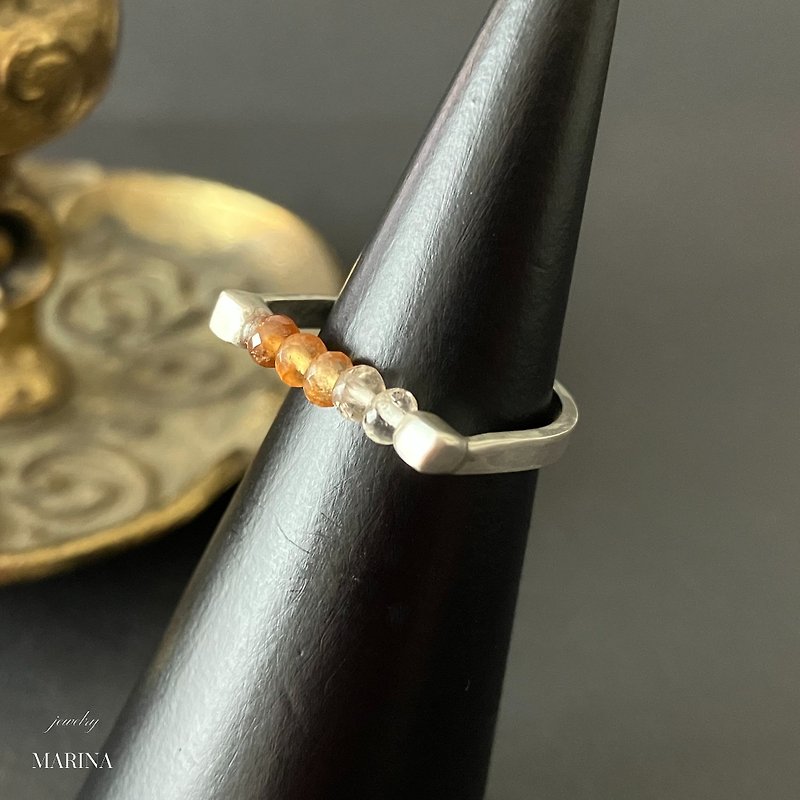 サンストーン/水晶　Gradation - ring - 戒指 - 寶石 橘色