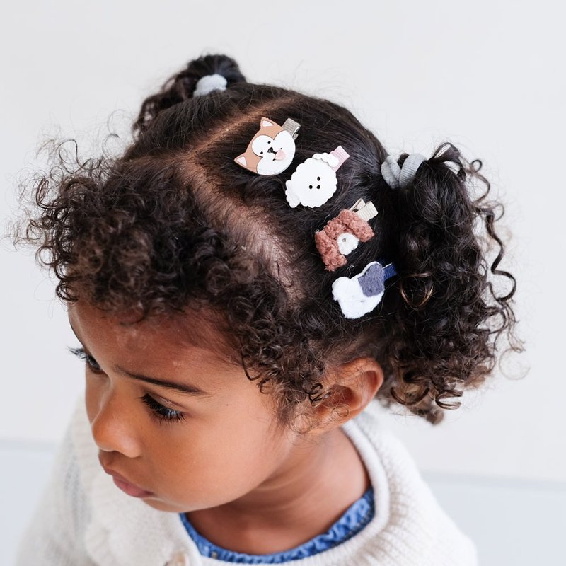 British Mimi & Lula_AW24_Meow Party-Cute dog mini hair clips 8 pieces - เครื่องประดับ - เส้นใยสังเคราะห์ 