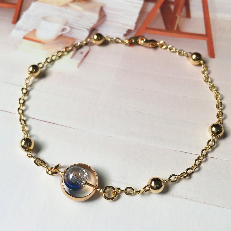 Angel's Tears | Blue | Burst Glass Beads | Golden Bracelet - Bracelets - Other Metals Gold
