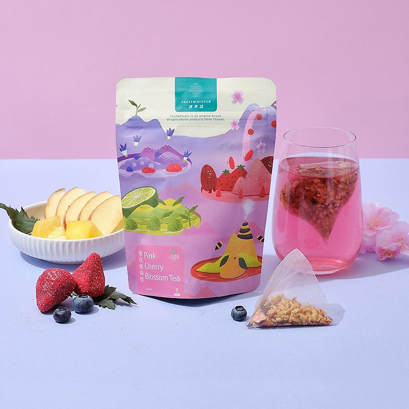 【Speaking Fruit】Sakura Berry Plum Tea 5g x 7 pieces (apple, pineapple, blueberry, red dragon fruit) - Tea - Other Materials 