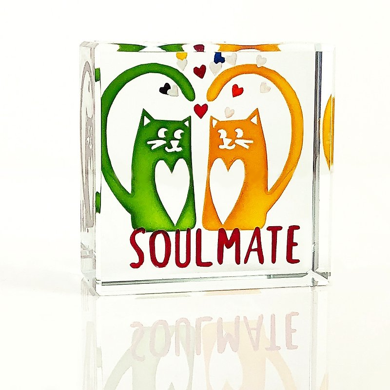 Green Glass Heart Box Soul Mate - ของวางตกแต่ง - แก้ว 